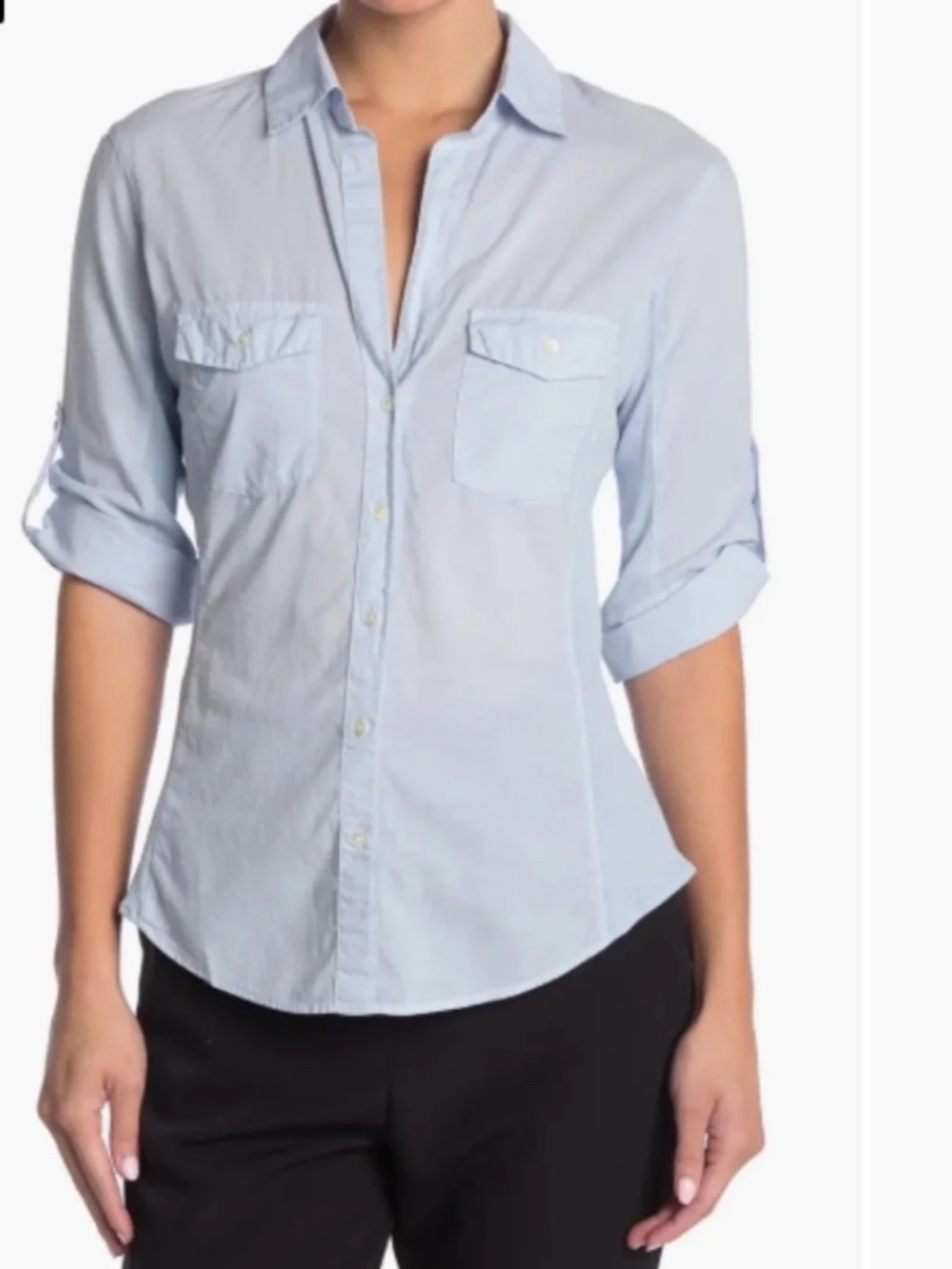 Standard James Perse 100% Cotton Spread Collared 3/4 Sleeve Shirt Size: 2